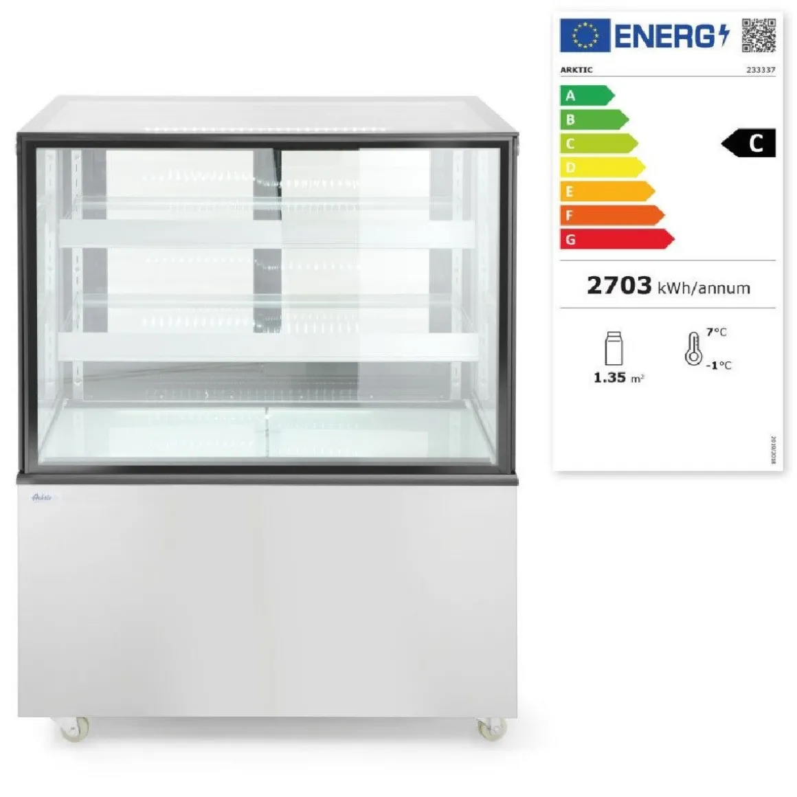 Arktic Koelvitrine met 2 schappen 300 Liter