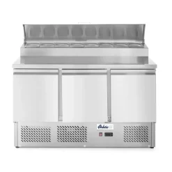 Arktic Saladette met 3 deuren en verhoogde GN vitrine 380L