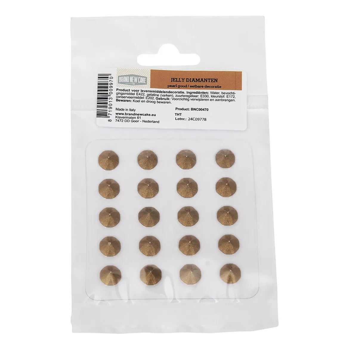BrandNewCake Eetbare Jelly Diamanten Pearl Goud 20st