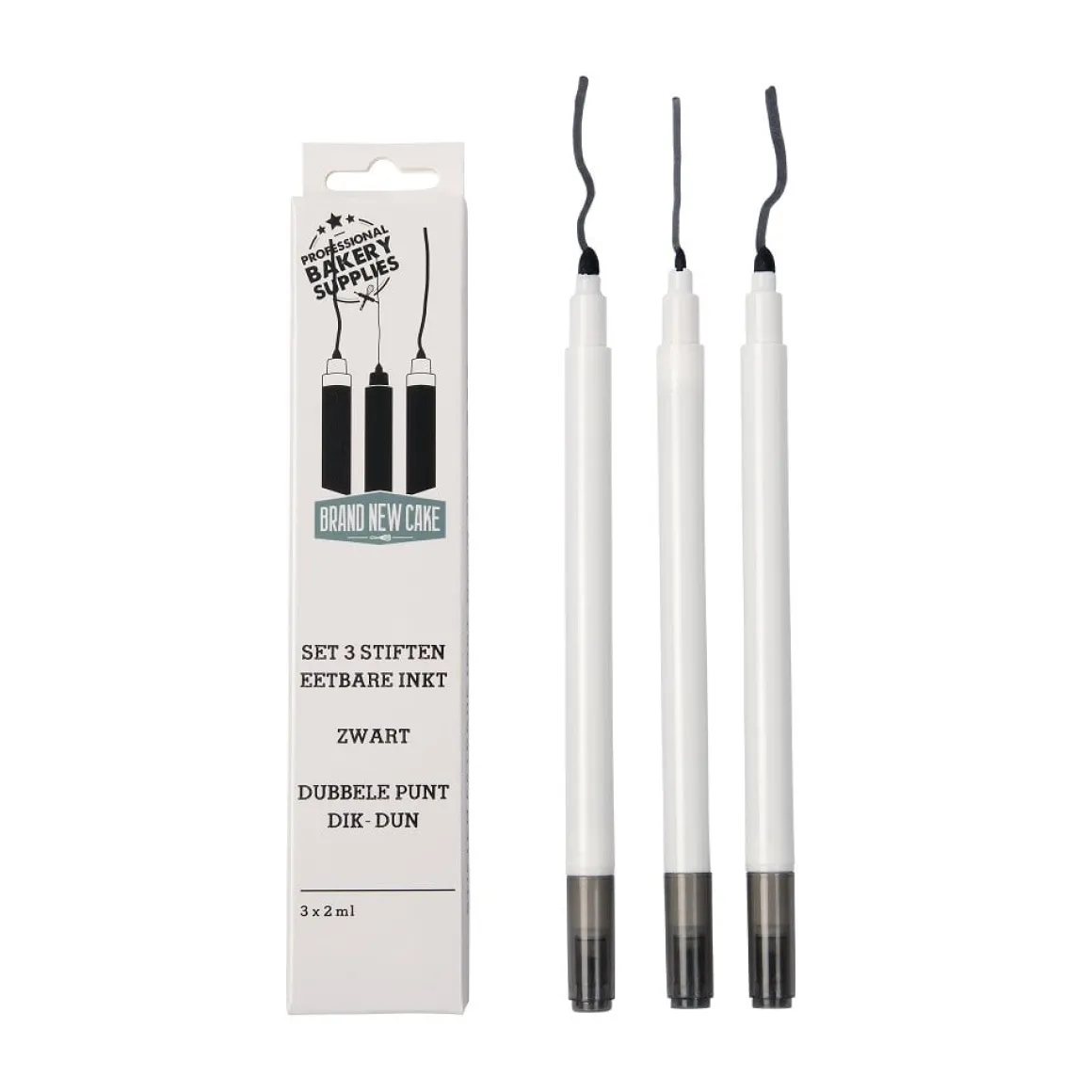 BrandNewCake Zwarte Stiften eetbare inkt set/3
