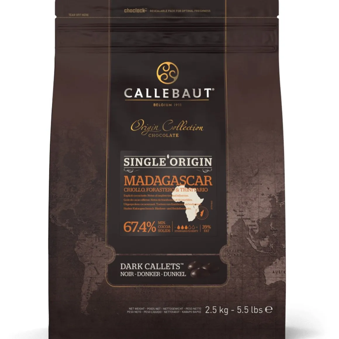 Callebaut Chocolade Callets Puur Madagascar (67,4%) 2,5kg