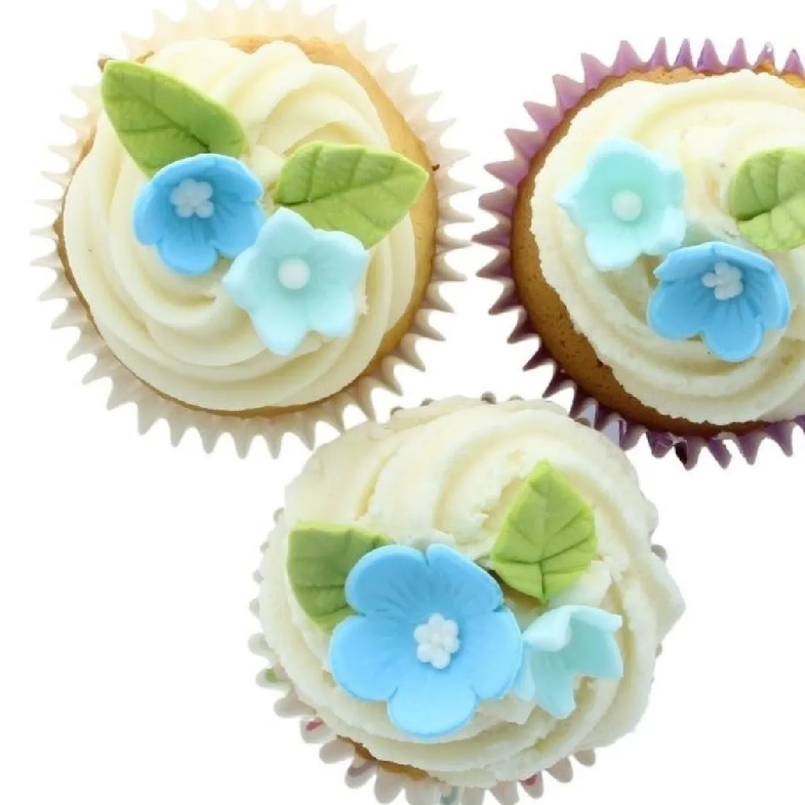 Culpitt Suikerdecoratie Bloemen en Bladeren Blauw 16st.