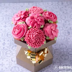 Cupcake Doos Boeket Goud Ø18x19cm