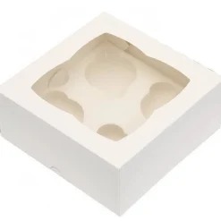 Cupcake Doosje 4 Wit (incl. tray met venster) 3st.