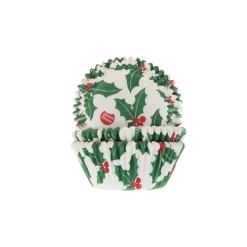 Cupcake Vormpjes HoM Hulstblad met bes 50x33mm. 50st.