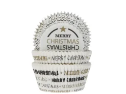 Cupcake Vormpjes HoM Merry Christmas Zwart/Goud 50x33mm 50st