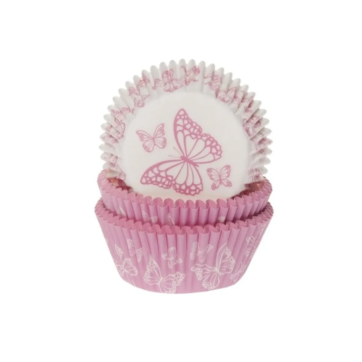 Cupcake Vormpjes HoM Vlinder Roze 50x33mm. 50st.