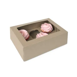 HoM Cupcake Doosje 6 Kraft (incl. tray met venster) 2st.