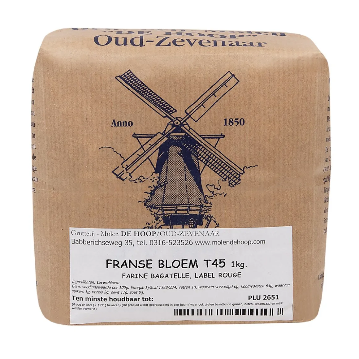 Molen de Hoop Franse Tarwebloem T45 1kg (Farine Bagatelle)