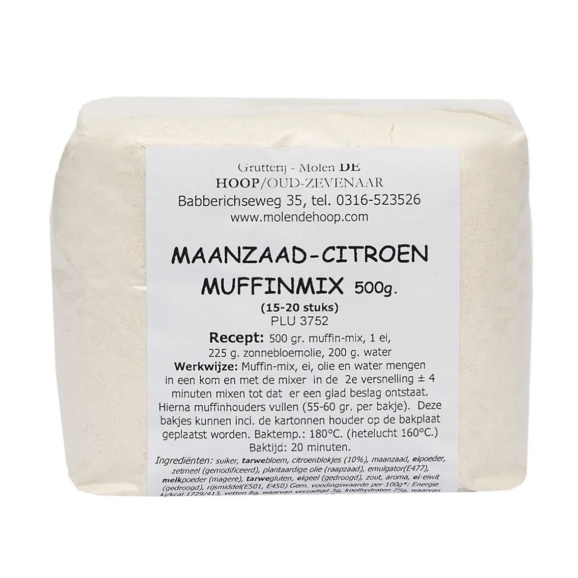 Molen de Hoop Muffin-mix Maanzaad-Citroen 500gr