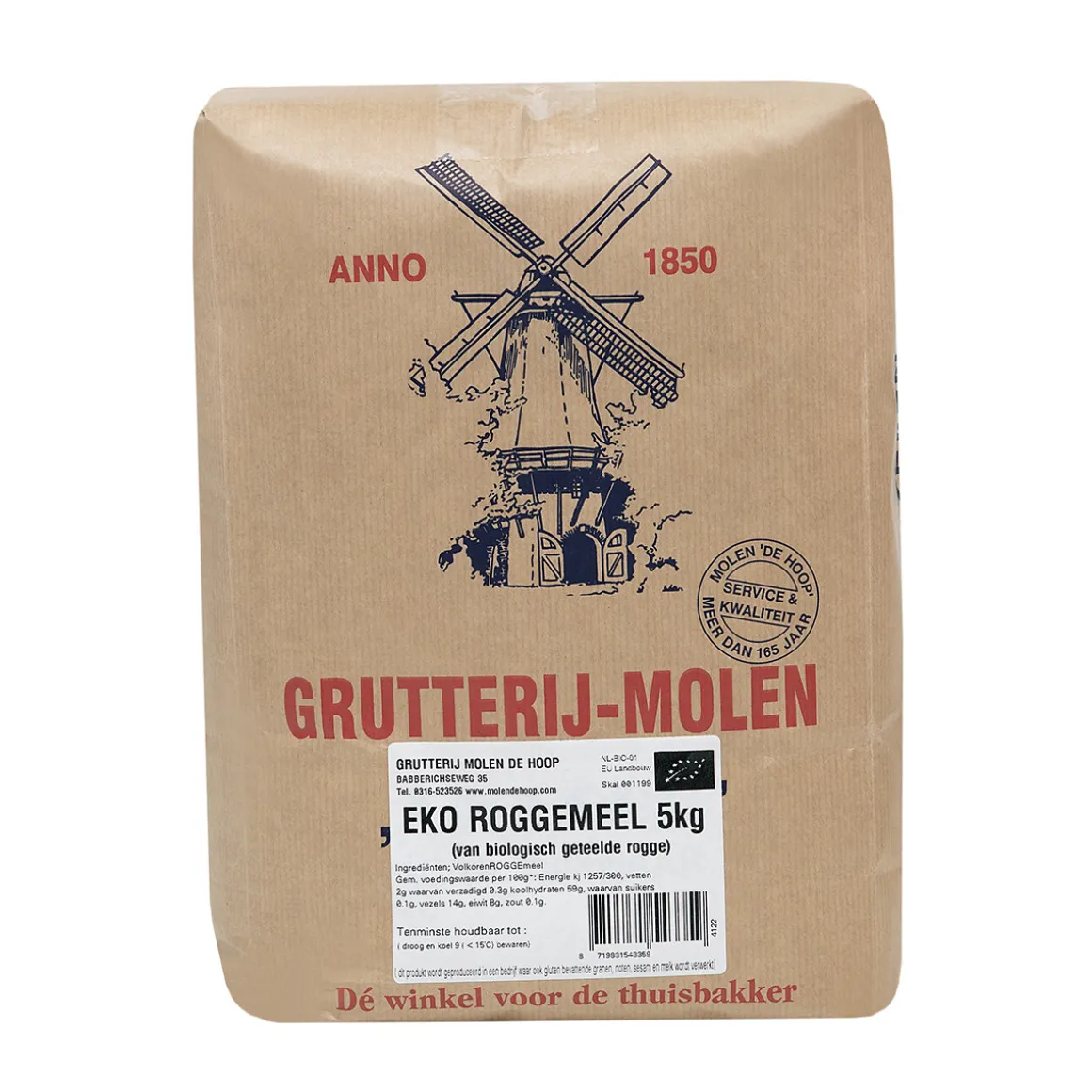 Molen de Hoop Volkoren Roggemeel EKO 5kg