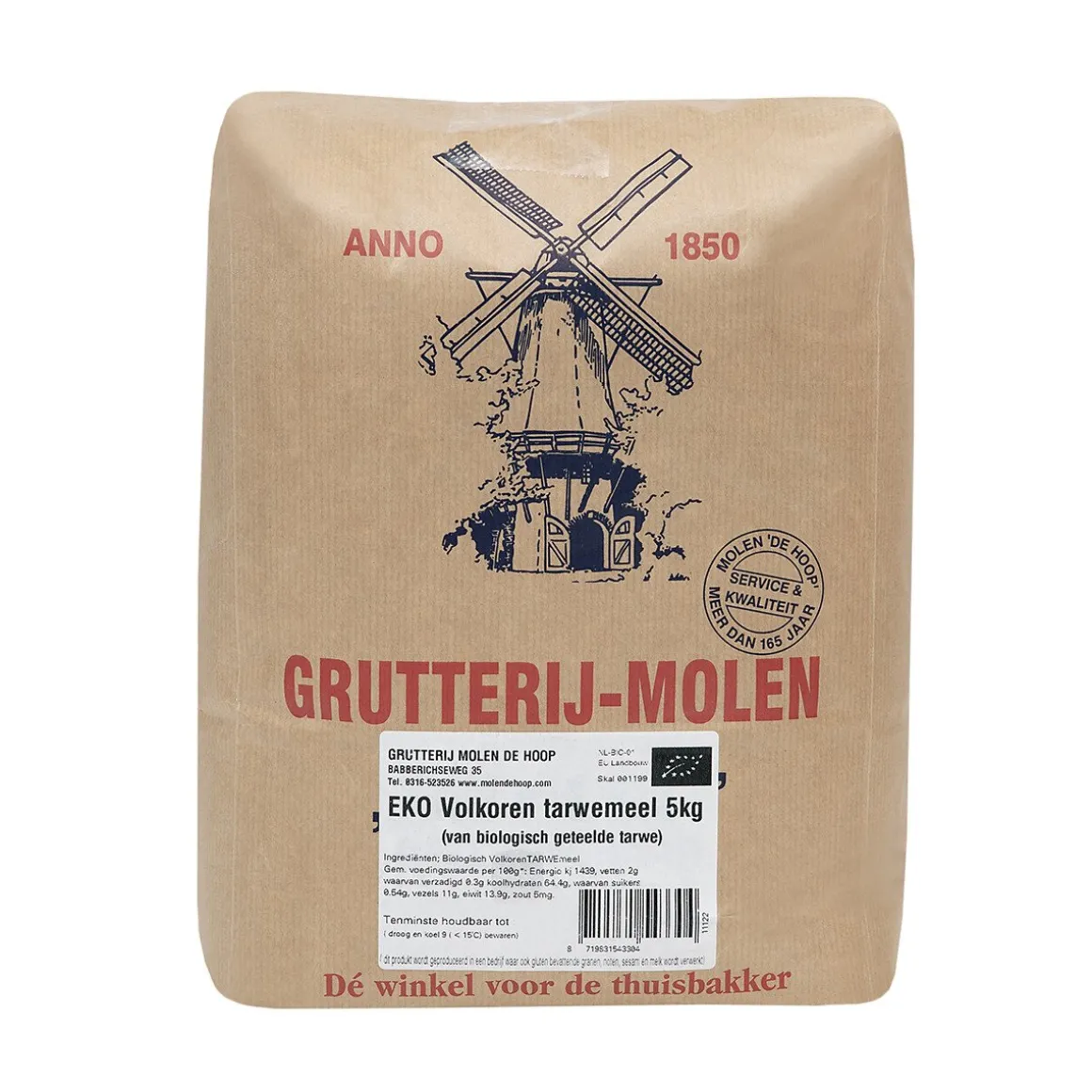 Molen de Hoop Volkoren Tarwemeel EKO 5kg
