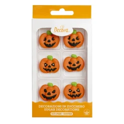 Suikerdecoratie Halloween Pompoen Ø3,5 cm 6 stuks