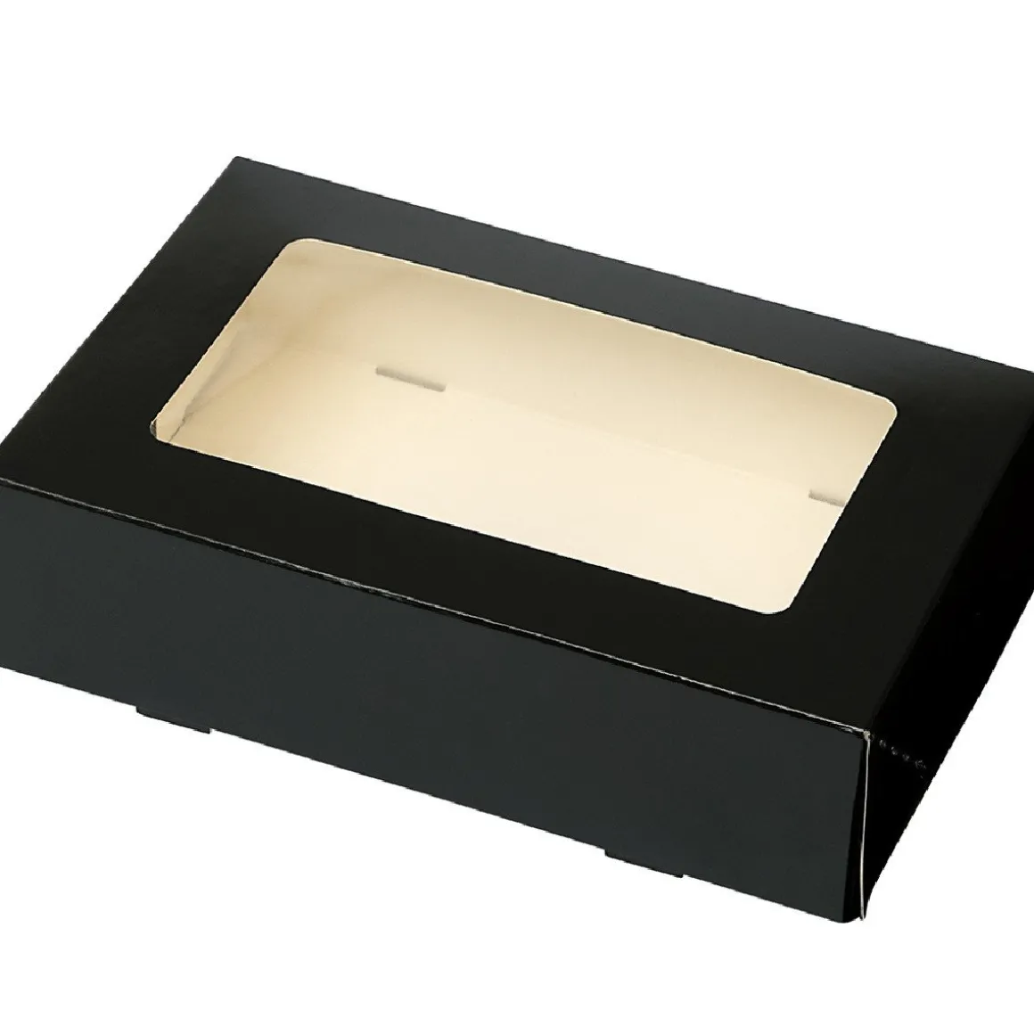 Taartdoos met venster 19x12,5x5cm. Zwart 50st