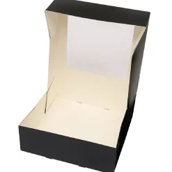 Taartdoos met venster 26x26x9cm. Zwart 3st