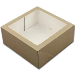 Taartdoos met venster 21x21x9cm. Kraft 50st