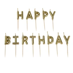 Taartkaarsjes Happy Birthday Goud