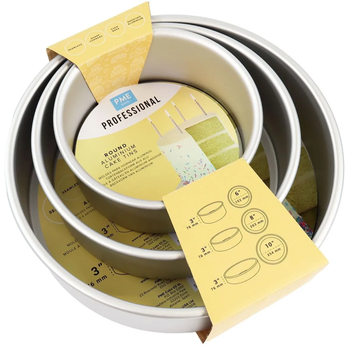 Taartpan PME Rond 5cm(h) Set/3