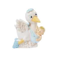 Taarttopper Ooievaar Blauw Polystone 5,5cm