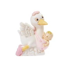 Taarttopper Ooievaar Roze Polystone 5,5cm